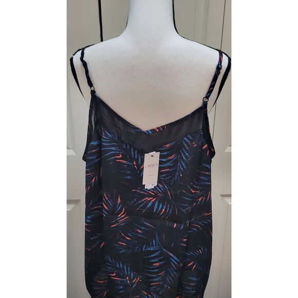 CARMEN MARC VALVO Women's Plus Tropical Print Adjustable Straps Cami Tank Top SZ - Picture 4 of 7